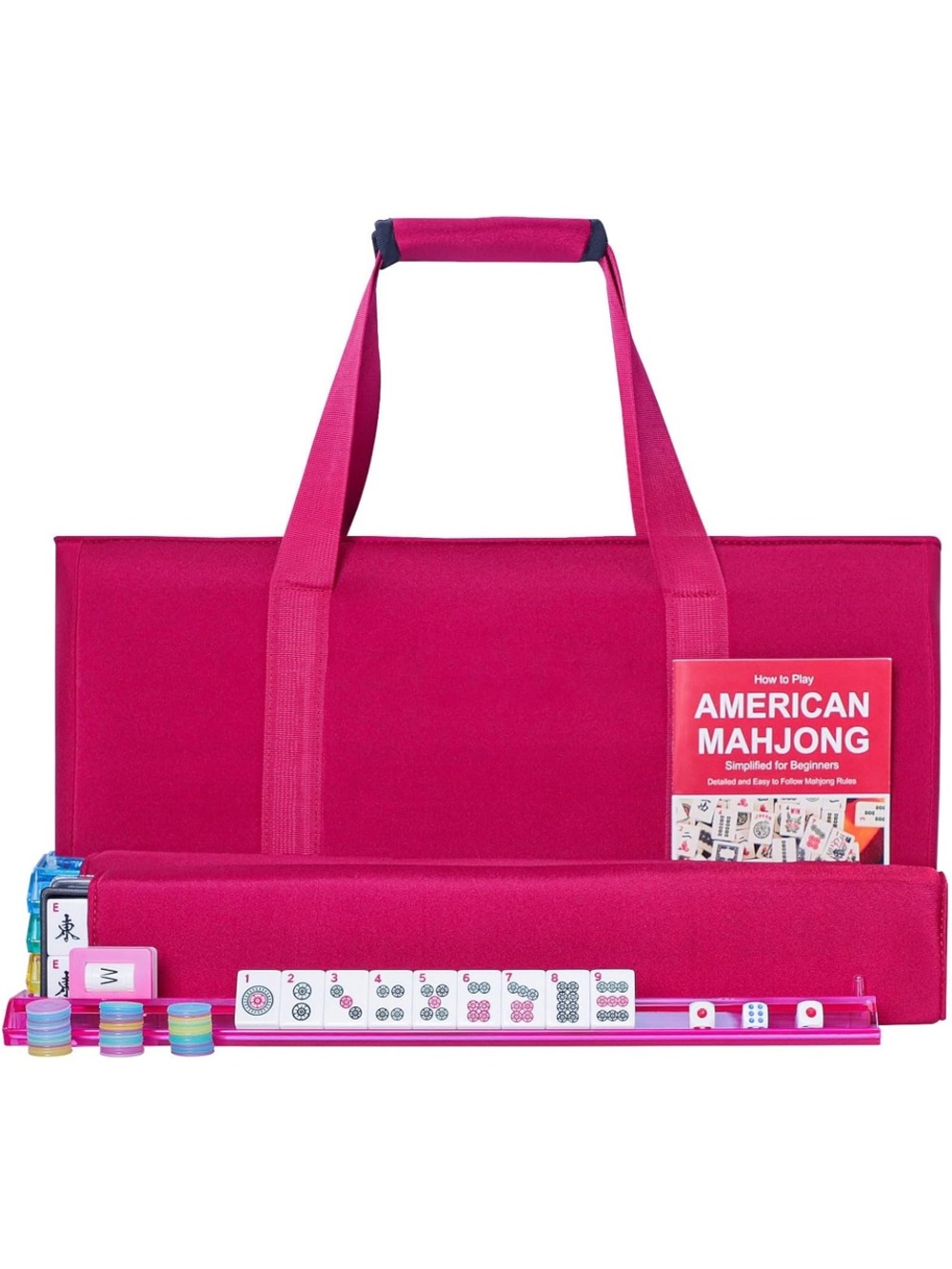 American Mahjong Set with Carry Case - Hot Pink
